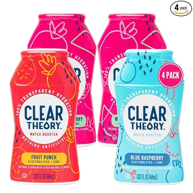 Clear Theory Water Flavoring Drops, Electrolytes Drink Mix, Water Enhancer Liquid, Flavored Hydration for Kids, Vegan, Glu...