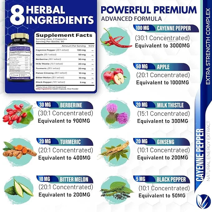 Cayenne Pepper Supplements Extract Capsules 6050mg, 180 Capsules