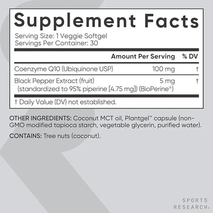 Sports Research Vegan CoQ10 100mg 30 Count