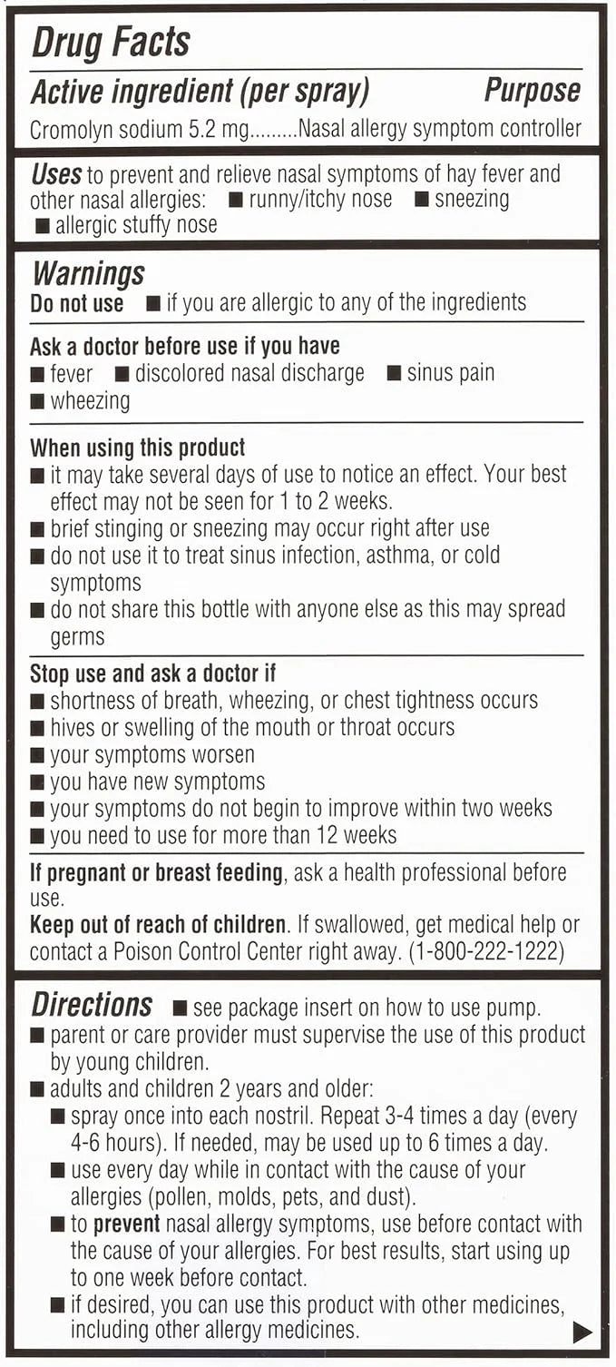 NasalCrom Nasal Spray Allergy Symptom Controller 200 Sprays .88 FL (2 Pack)