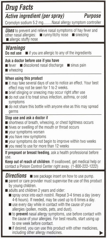 NasalCrom Nasal Spray Allergy Symptom Controller 200 Sprays .88 FL (2 Pack)