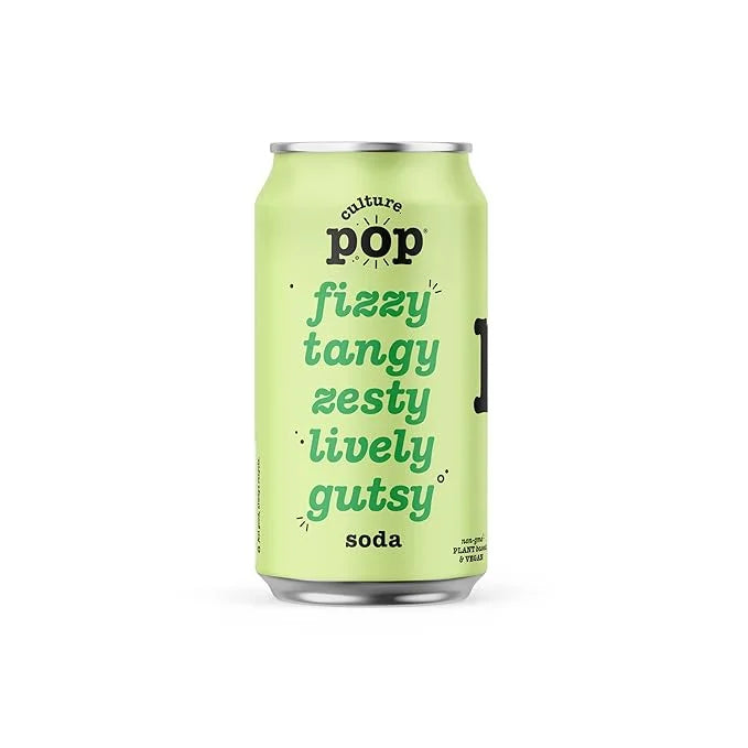 Culture Pop Soda, Lemon Lime, Probiotic Low Sugar Soda, Sparkling Juice Alternative, Non-GMO, Kosher, Gluten-Free, No Stev...