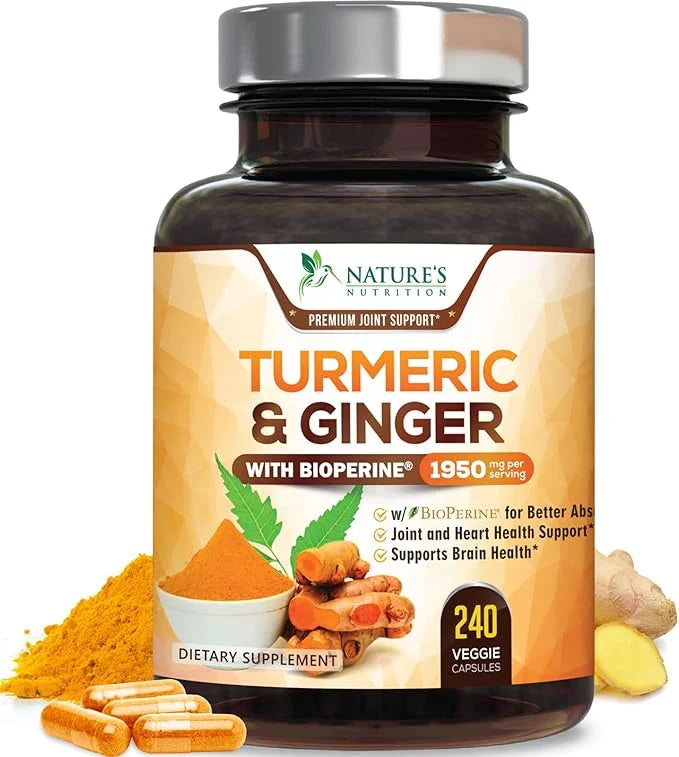 Turmeric Curcumin with BioPerine & Ginger 95% Curcuminoids 1950mg - 240 Capsules