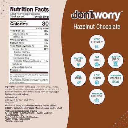 Don't Worry Keto Friendly Meringue Cookies - Chocolate & Hazelnut Cookies, Only 4 Calories per Piece!, Gluten Free Cookies...
