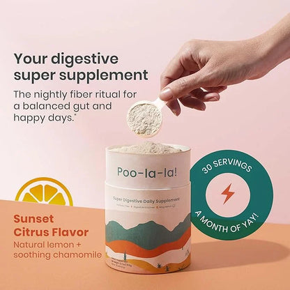 Digestive Enzymes & Fiber Supplement Powder (30 Servings).