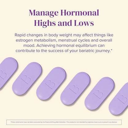 BariMelts Hormonal Balance+, 60 Easy-Swallow Caplets (1-Month Supply), Bariatric Supplement with DIM, NAC and Chasteberry,...