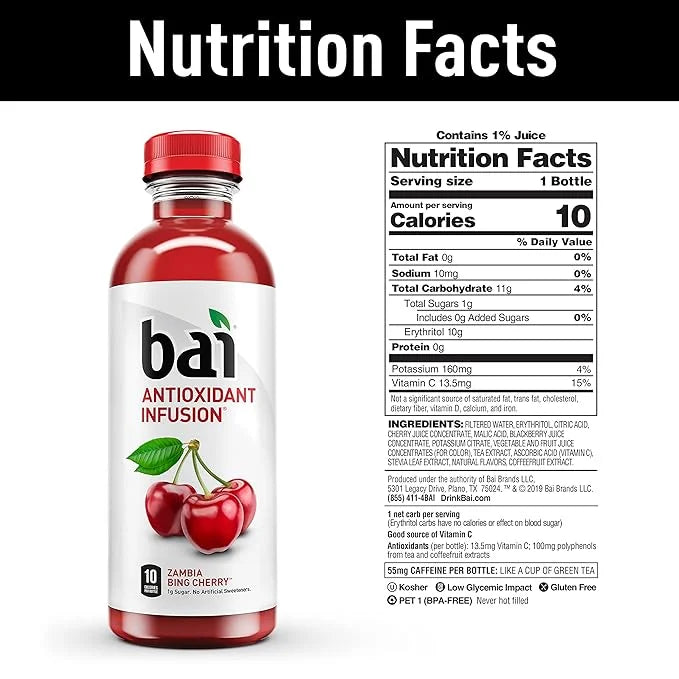 Bai Flavored Water, Safari Variety Pack, Antioxidant Infused Drinks, 3 Each of Brasilia Blueberry, Costa Rica Clementine, ...