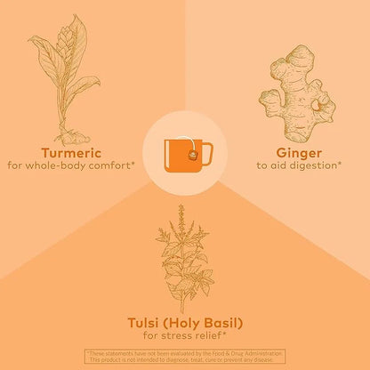 ORGANIC INDIA Tulsi Turmeric Ginger Herbal Tea - Stress Relieving & Harmonizing, Immune Support, Aids Digestion, Vegan, Ca...