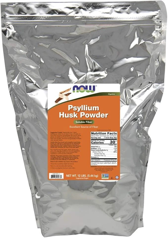 NOW Supplements, Psyllium Husk Powder, Non-GMO 12-Pound