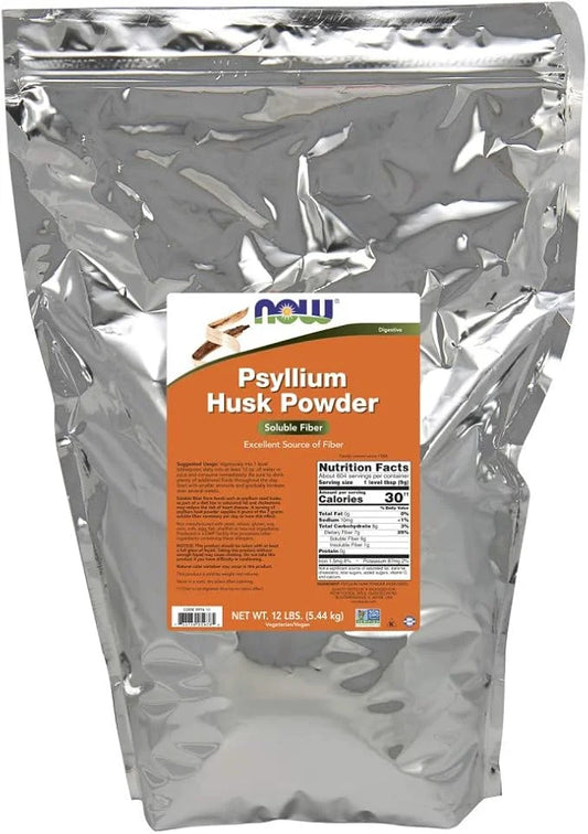 NOW Supplements, Psyllium Husk Powder, Non-GMO 12-Pound