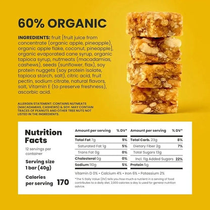 Orchard Bars Non-GMO Fruit & Nut Bars, Pineapple Coconut Macadamia, 1.4 Oz, Pack of 12 - Product Image