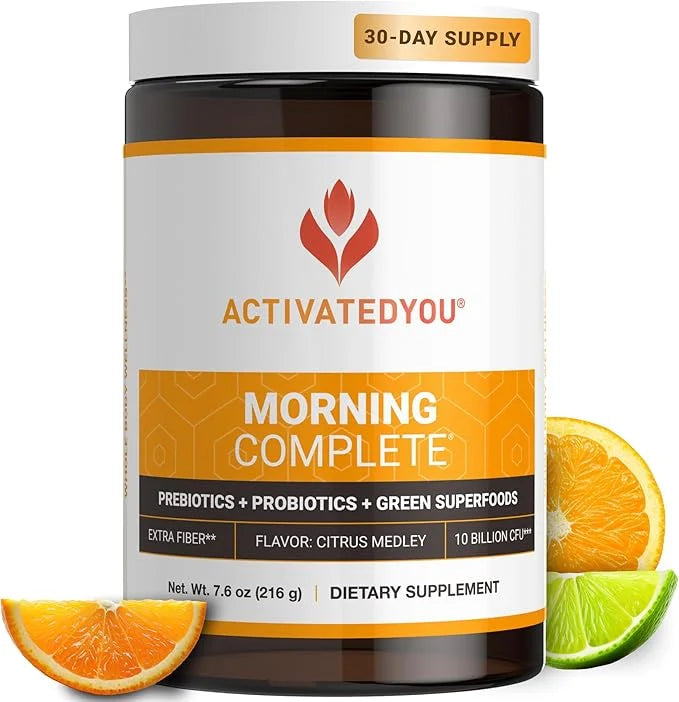 ACTIVATEDYOU Morning Complete Daily Wellness Greens Superfood Drink Mix for Gut Health w/Prebiotics, Probiotics, Antioxida...