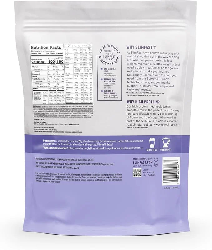SlimFast High Protein Meal Replacement Powder, 26 Servings, Advanced Nutrition Smoothie Mix with Vitamin and Mineral Blend...