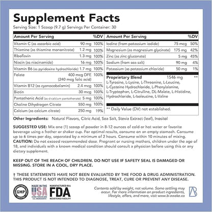 B-Awake Energy Powder Supplement, All-Natural Vitamin (30 Servings)