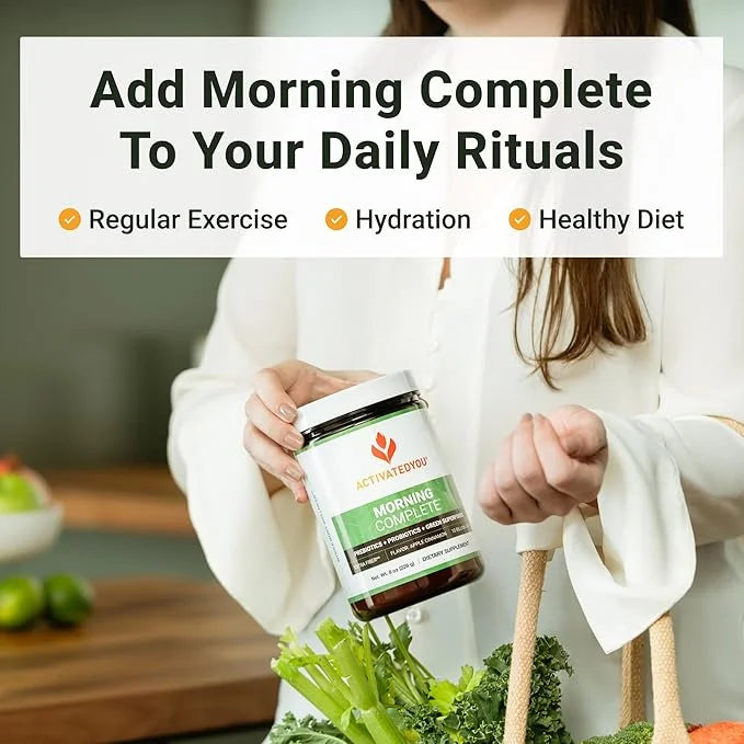 ACTIVATEDYOU Morning Complete Daily Wellness Greens Superfood Drink Mix for Gut Health w/Prebiotics, Probiotics, Antioxida...