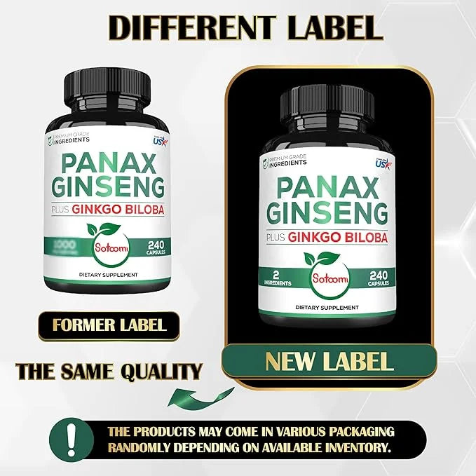 600mg Korean Red Panax Ginseng Capsules 400mg - 240 Vegan 120 Servings