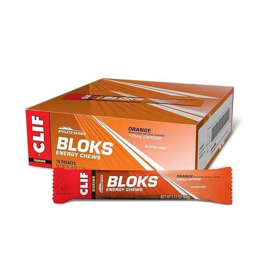 CLIF BLOKS - Orange Flavor with Caffeine - Energy Chews - Non-GMO - Plant Based - Fast Fuel for Cycling and Running - Quic...