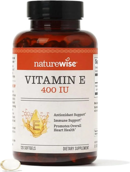 NatureWise Vitamin E 400 IU Softgels (180mg DL-Alpha) 4-Month Supply, 120 Count
