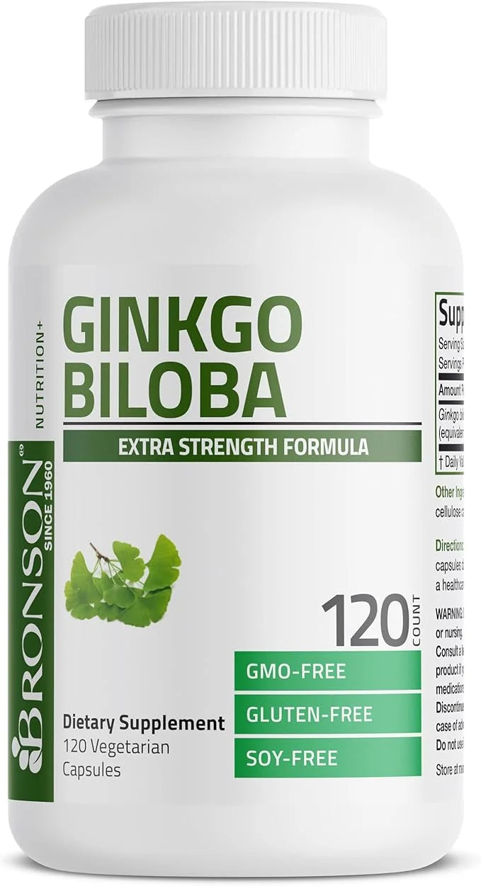 Bronson Ginkgo Biloba Extra Strength Supports Brain Function & Memory Support, 120 Vegetarian Capsules - Product Image