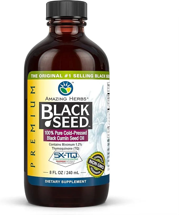 Amazing Herbs Premium Black Seed Oil - Gluten Free, Non GMO, Cold Pressed Nigella Sativa Aids in Digestive Health, Immune ...