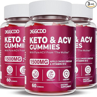 (3 Pack) Keto ACV Gummies Extreme 1500MG Keto Gummies Apple Cider Vinegar Formulated with Pomegranate Beet Juice Powder B1...