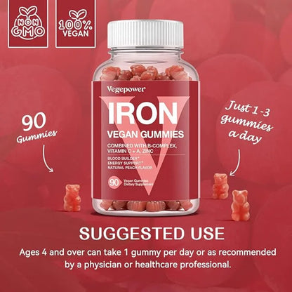 Iron Gummies Supplements for Women & Kids Flavor(3 Packs)