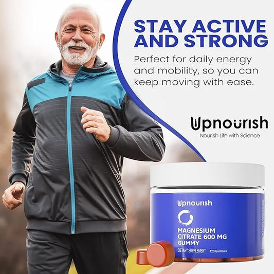 UpNourish Magnesium Gummies for Adults & Kids Magnesium Citrate Gummies 600mg, Calm Supplement for Muscle Relaxation, Bone...