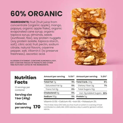 Orchard Bars Non-GMO Fruit & Nut Bars, Mango Papaya Almond, 1.4 Oz, Pack of 12 - Product Image