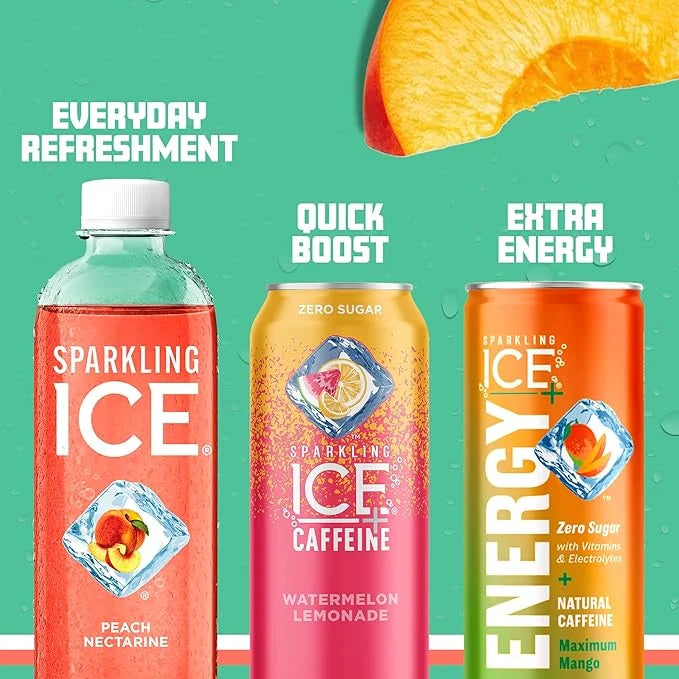 Sparkling Ice, Peach Nectarine Sparkling Water, Zero Sugar Flavored Water, with Vitamins and Antioxidants, Low Calorie Bev...