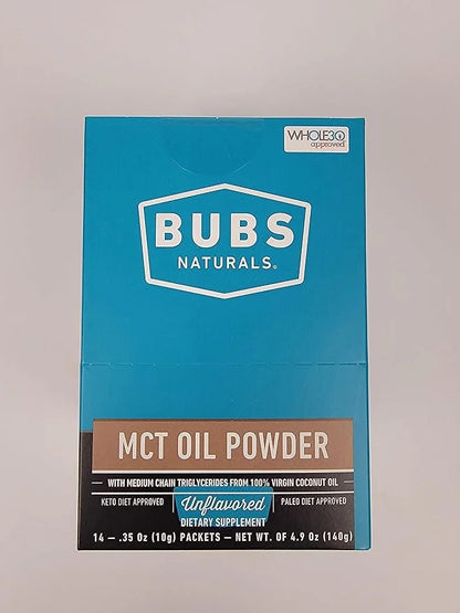 BUBS Naturals MCT Oil Powder Packets - Medium Chain Triglycerides - Keto Vegan & Paleo Friendly - Healthy Coconut Fats + L...