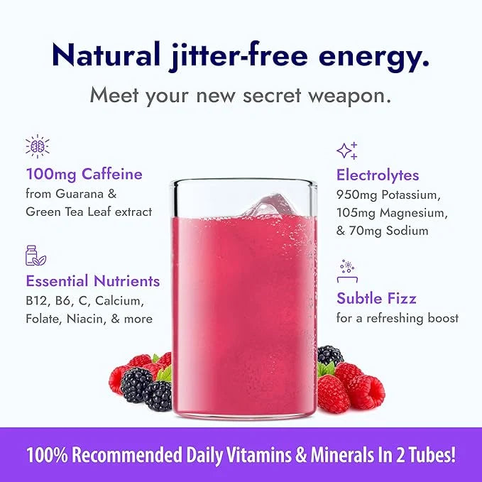 Zipfizz Daily Energy Drink Powder, Berry, 20 Pack | 3-in-1 Sustained Energy, Rapid Hydration, and Essential Vitamins | Sug...