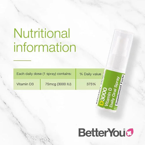 BetterYou D3000 Vitamin D Oral Spray - Convenient Alternative for Tablets - Promotes Strong Bones, Teeth and Immune System...