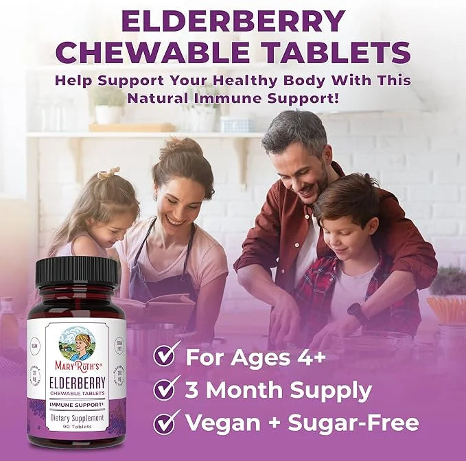 MaryRuth's Elderberry + Vitamin C Chewable Tablets 3 Month 90 Servings