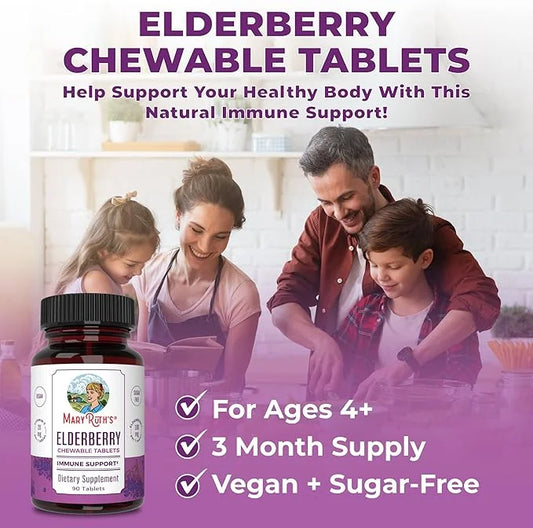 MaryRuth's Elderberry + Vitamin C Chewable Tablets 3 Month 90 Servings