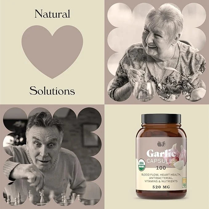 Complete Natural Products Organic Garlic Capsules 520mg Capsules 100 Count