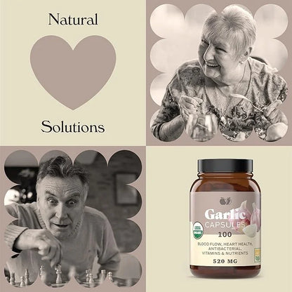 Complete Natural Products Organic Garlic Capsules 520mg Capsules 100 Count