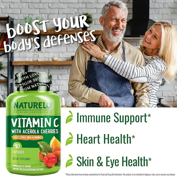 NATURELO Vitamin C with Organic Acerola 500 mg 180 Capsules