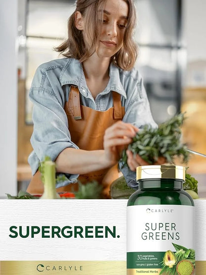 Carlyle Super Greens Capsules | 250 Count | Non-GMO & Gluten Free Supplement - Product Image