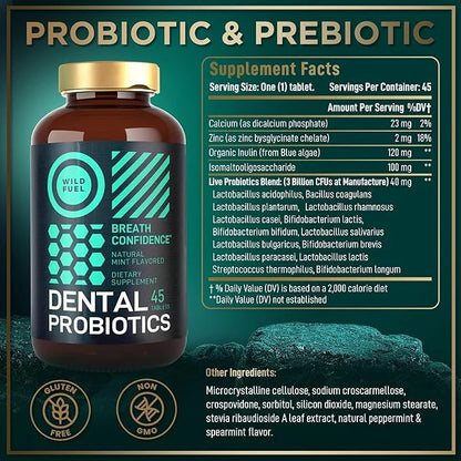 Oral Probiotics for Mouth Bad Breath 3 Billion 45 Prebiotic