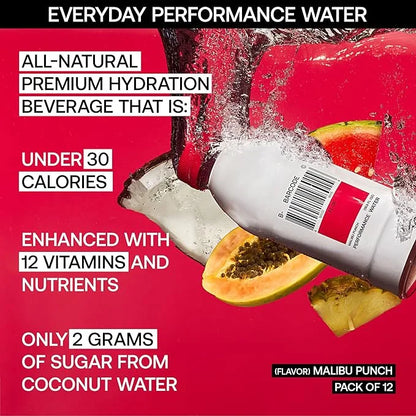 Barcode Sports Drink with Electrolytes Malibu Punch (12 Pack) - Premium Hydration, No Added Sugar - Adaptogen-Powered Plan...