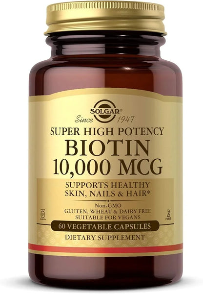 Solgar Biotin 10,000 mcg, 60 Vegetable Capsules 60 Servings
