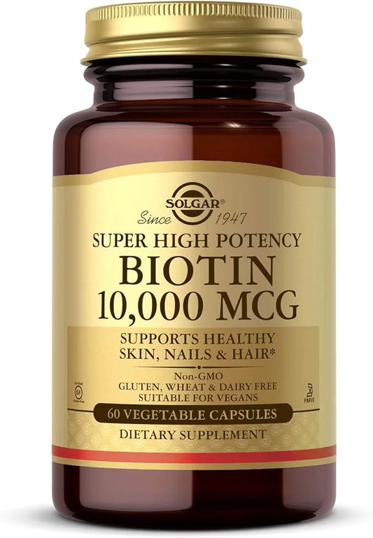 Solgar Biotin 10,000 mcg, 60 Vegetable Capsules 60 Servings