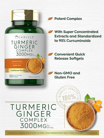 Carlyle Turmeric and Ginger Supplement 3000 mg 120 Softgel