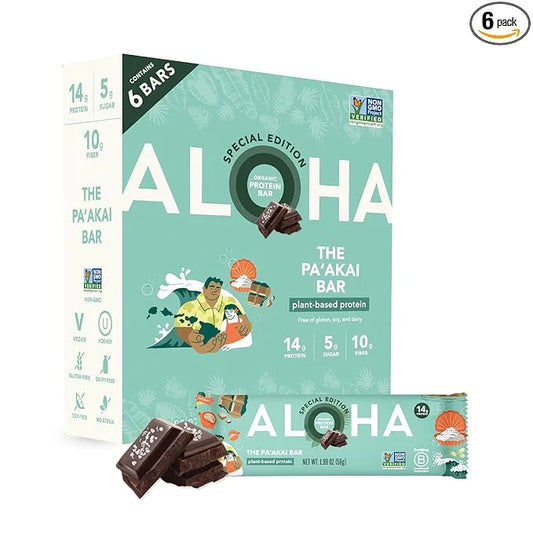 ALOHA Organic Plant Based Protein Bars | The Pa'akai Bar - Special Edition | 6 Count, 1.98oz Bars | Vegan, Low Sugar, Glut...