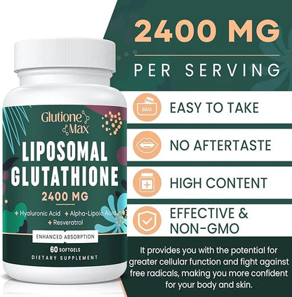 Liposomal Glutathione, 2400Mg Glutathione Supplement 180 Softgel,