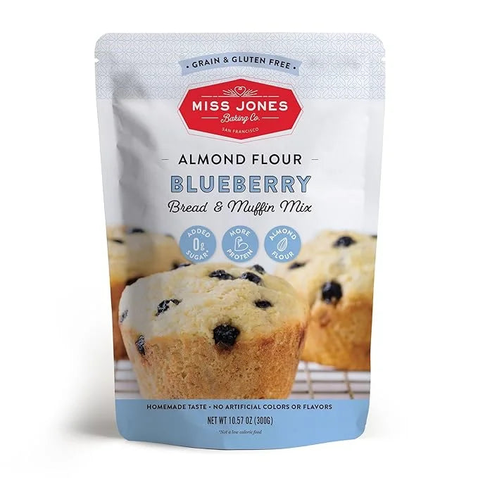 Miss Jones Baking Blueberry Muffin Mix - Almond Flour, Gluten Free, Low Carb, No Sugar Added, Naturally Sweetened Desserts...