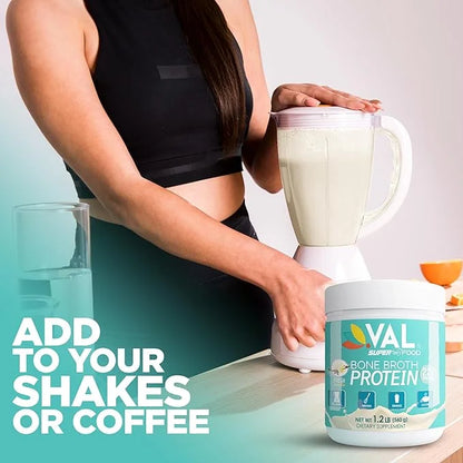 VAL Chicken Bone Broth Powder Protein, 22g Protein, 12g Collagen, 8g Inulin, Pea Protein & MCT Oil, Supports Healthy Skin,...