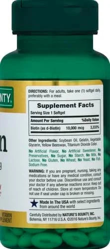 Nature's Bounty Biotin, Supports Healthy Hair, 10,000 mcg, 120 Ct