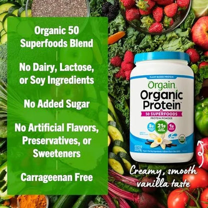 Orgain Organic Vegan Protein + 50 21g Plant 8g Prebiotic 2.02 lb