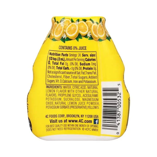 4C Sugar Free Liquid Water Enhancer, Premium Natural Flavors, 0 Calorie Drops (Lemonade, 3 Pack) - Product Image